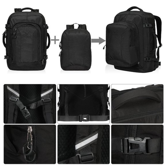 Hynes Eagle 2 in 1 Travel Backpack 48L Carry on Backpack with Removable Daypack - Picture 3 of 8